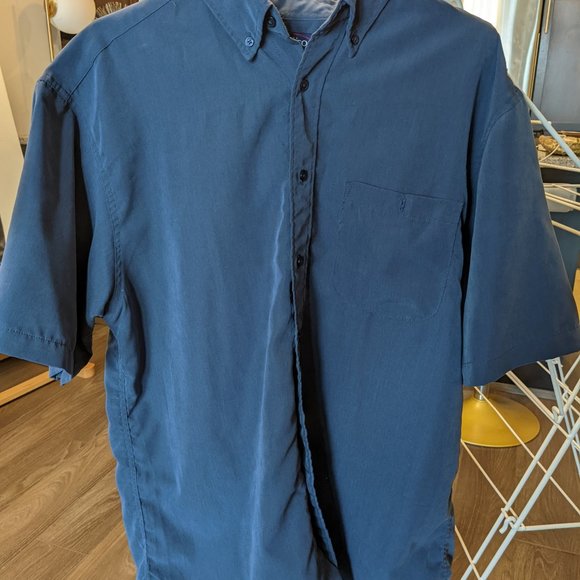 Mens - Short Sleeve Button up Shirt - Navy Blue - Size Medium - Picture 2 of 5
